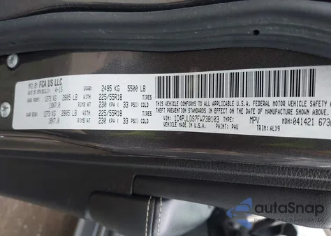 2015 Jeep Cherokee Limited from USA, damaged, VIN 1C4PJLDS7FW738103